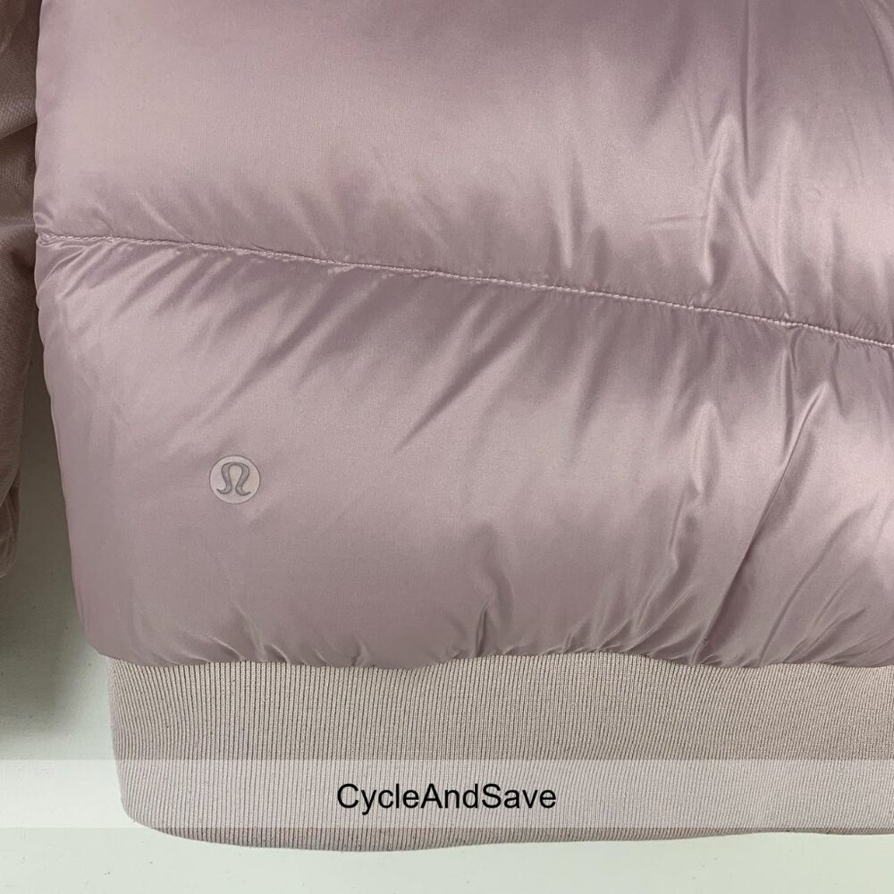 Lululemon Roam Far Reversible Wool Bomber Puffer Jacket - Porcelain Pink, Size 6 - Picture 4 of 8